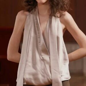 Julia Allert Elegant Cream Halter Tank Top